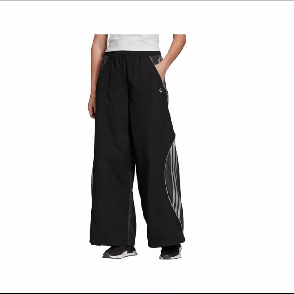Adidas Women's Wide Leg Track Pants Size Small Reflective Black FM1968